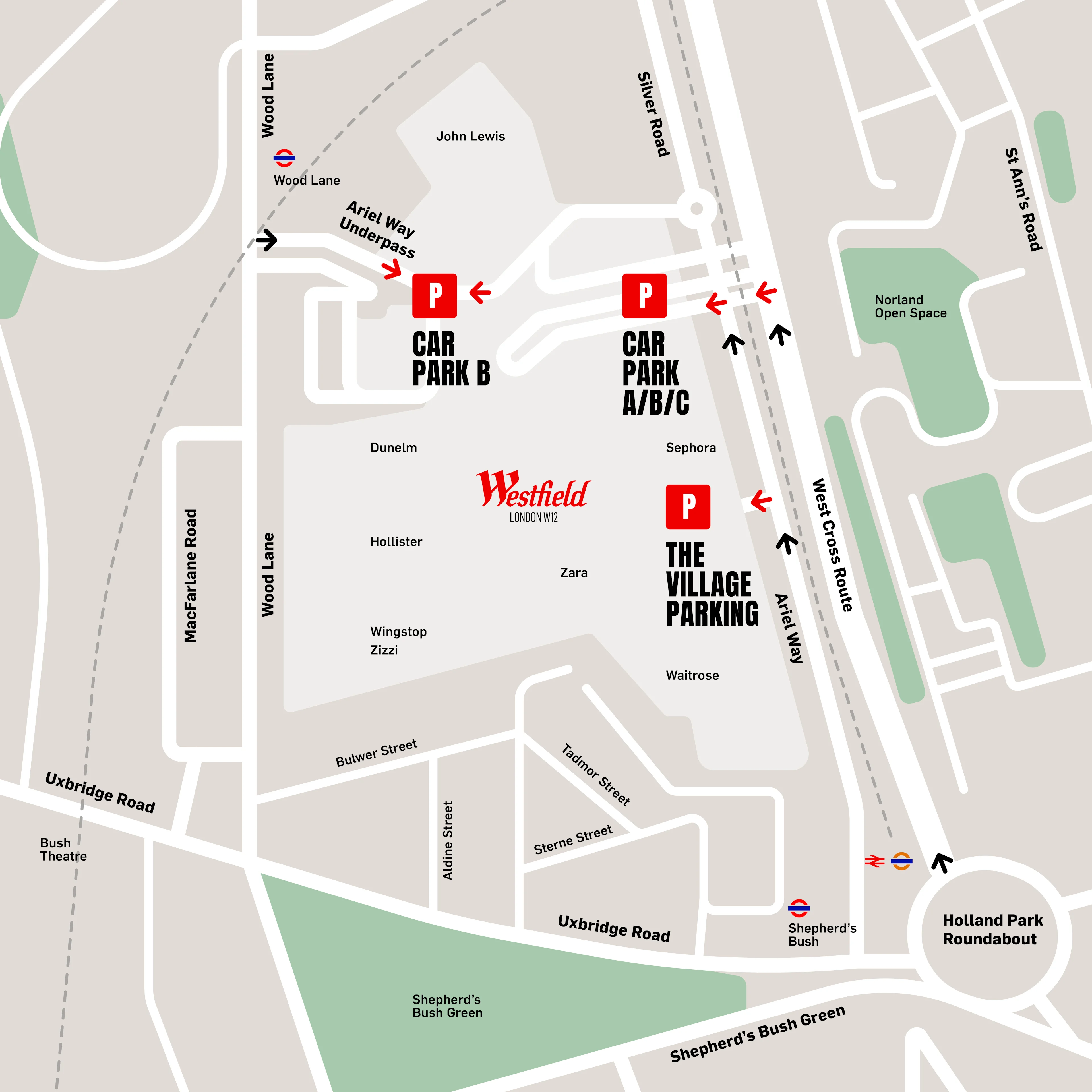Map of Westfield London car park