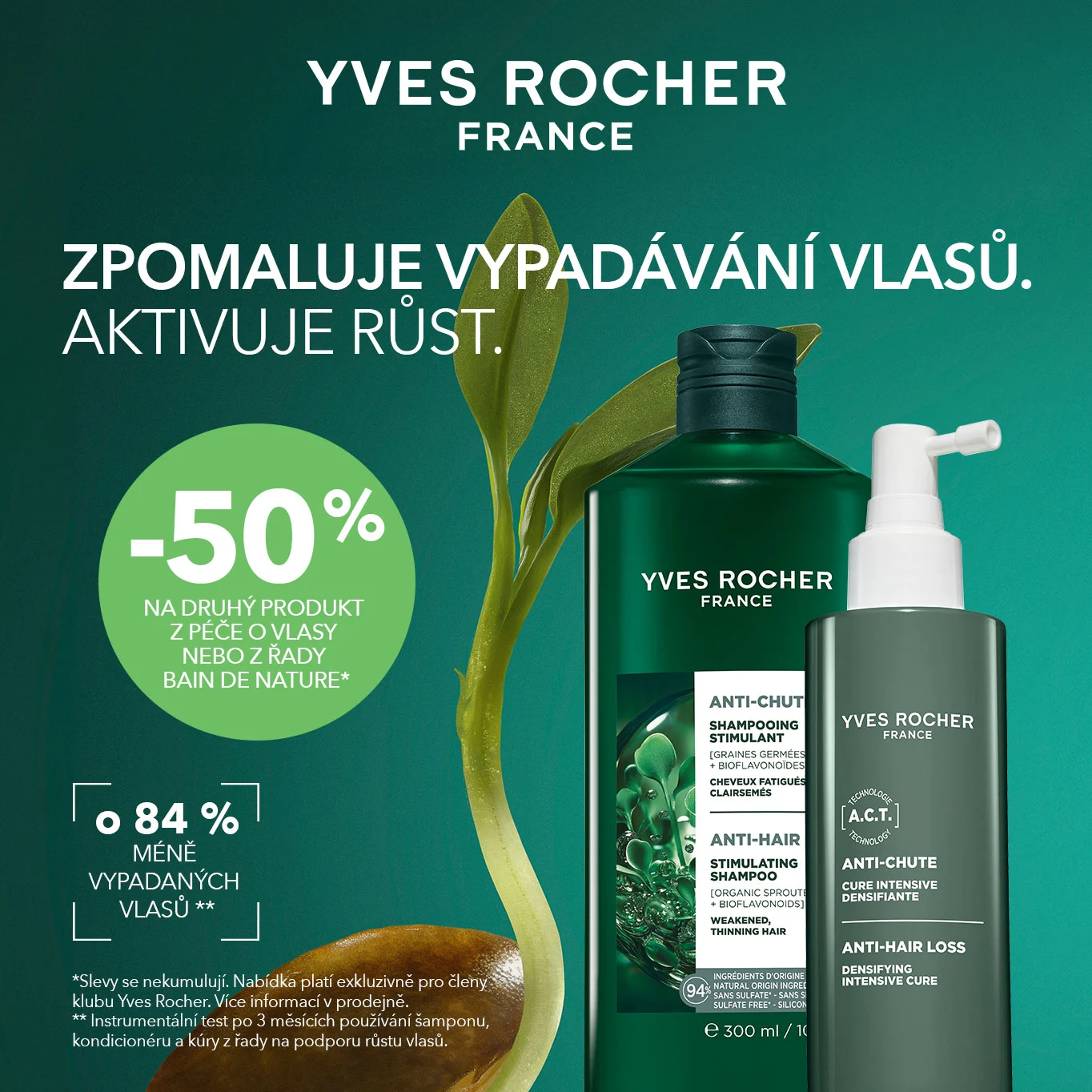 Sleva 50 % na druhý produkt z péče o vlasy