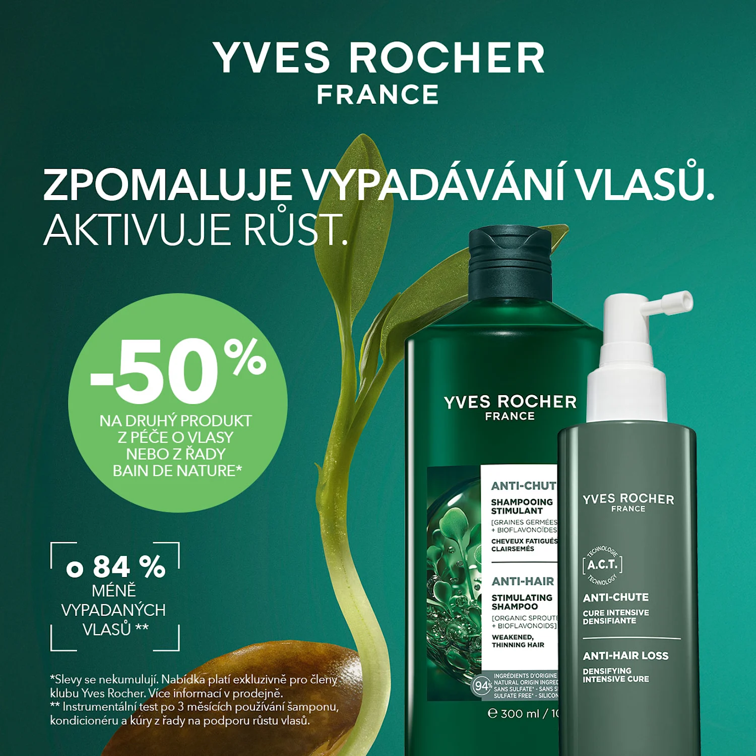 Sleva 50 % na druhý produkt z péče o vlasy