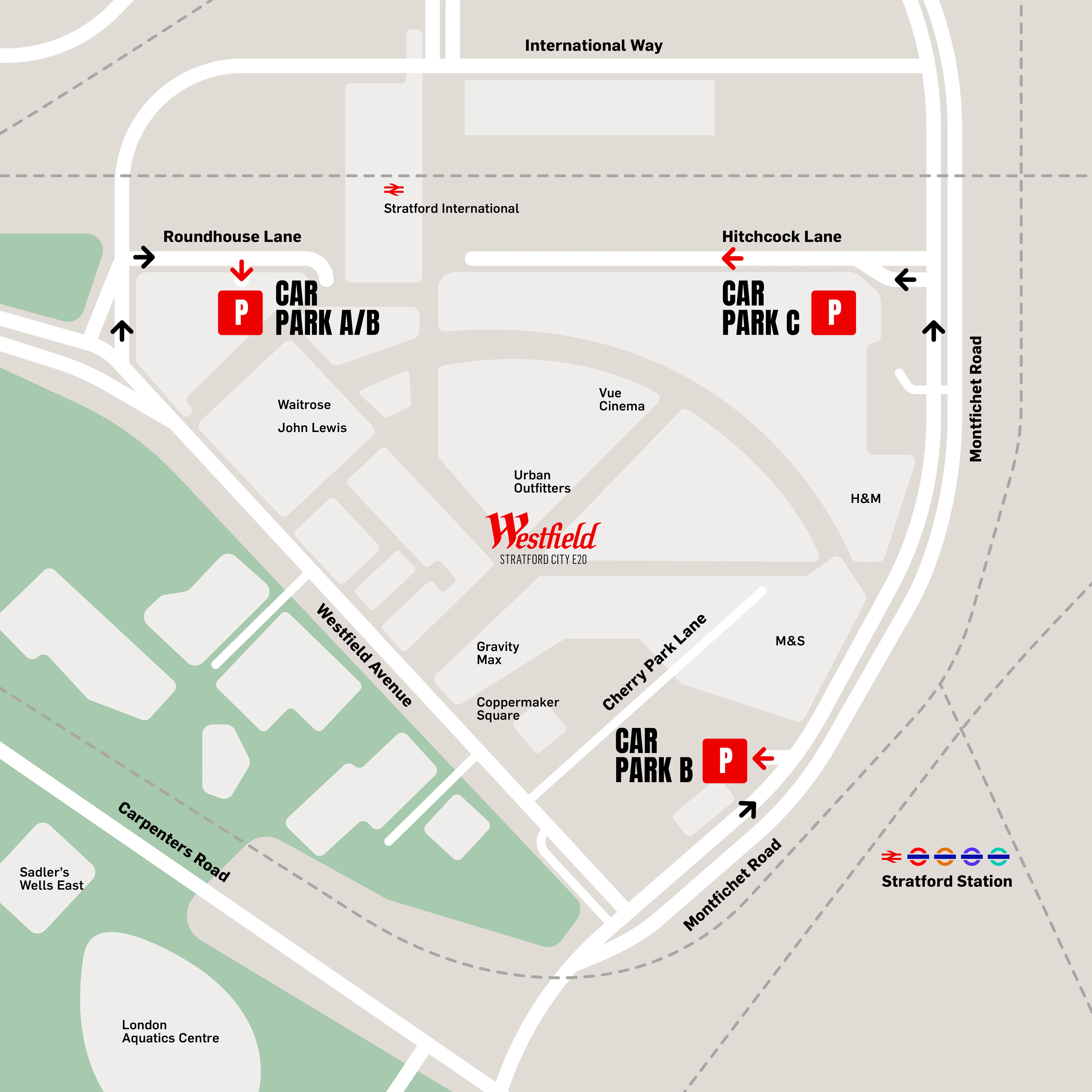 Map of Westfield Stratford City car park