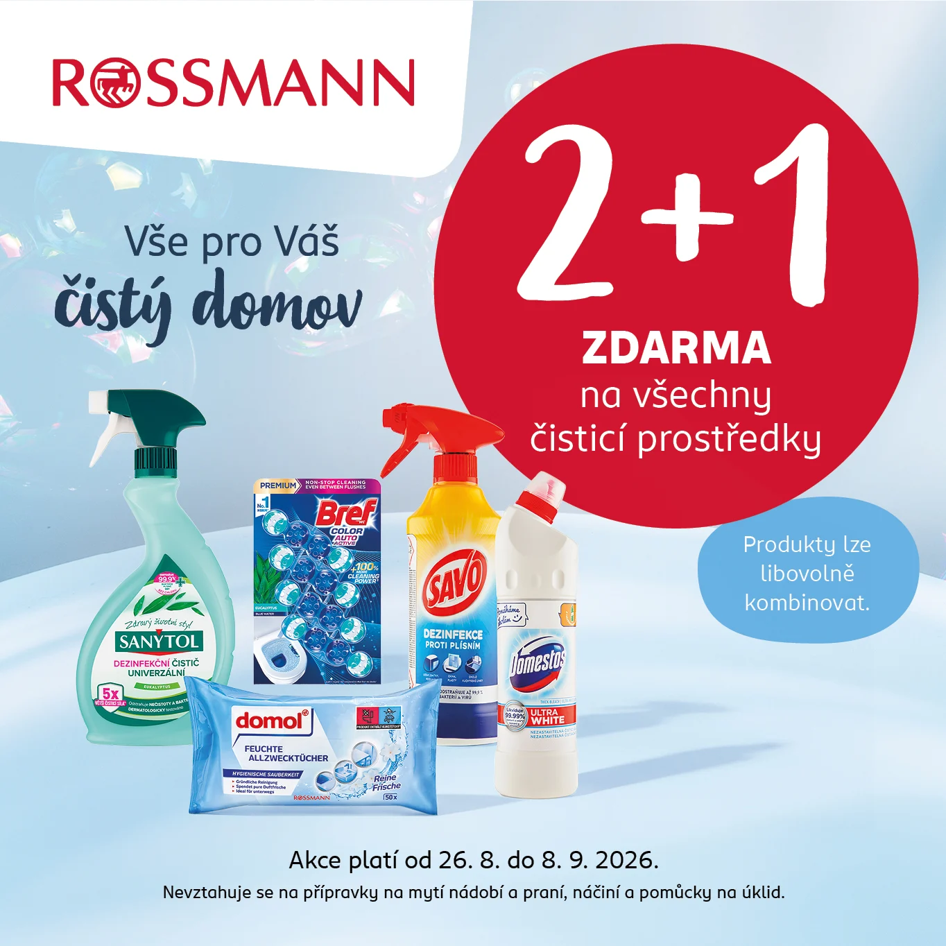 2+1 ZDARMA na čisticí prostředky.