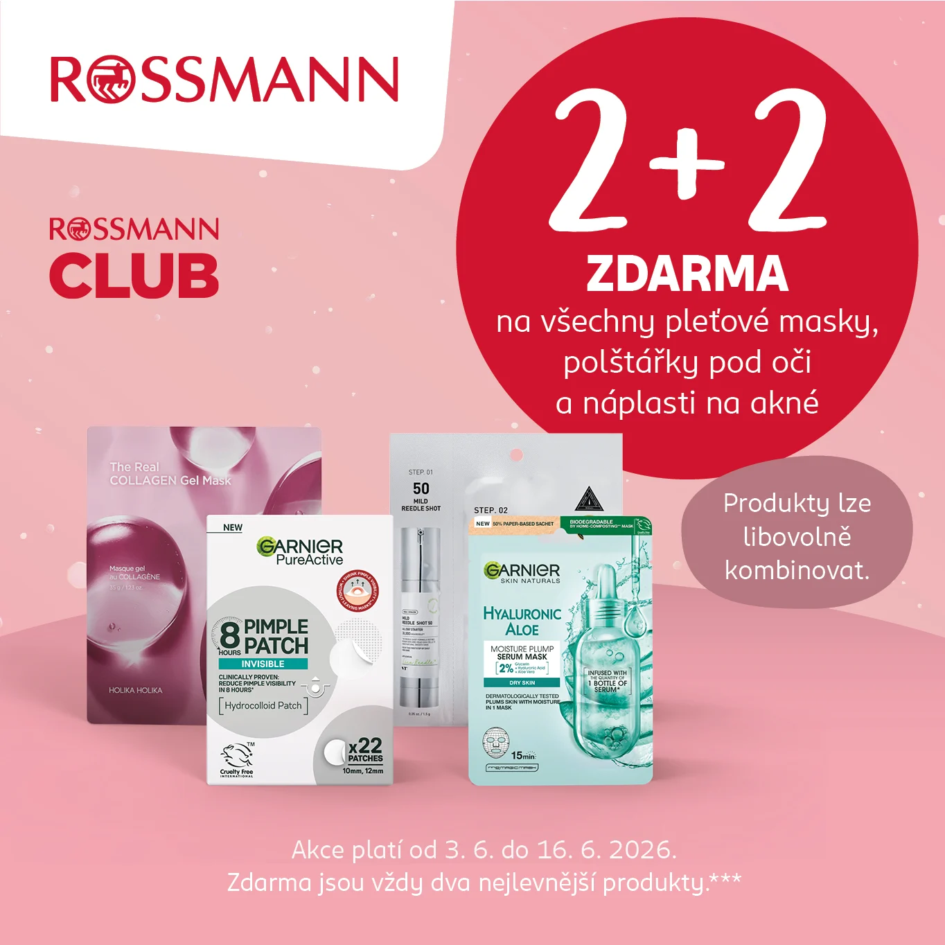 ROSSMANN CLUB 2+2 zdarma na pleťové masky a péči proti akné