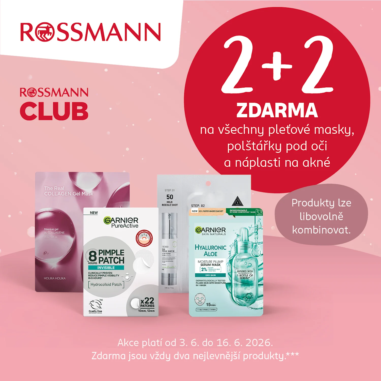 ROSSMANN CLUB 2+2 zdarma na pleťové masky a péči proti akné