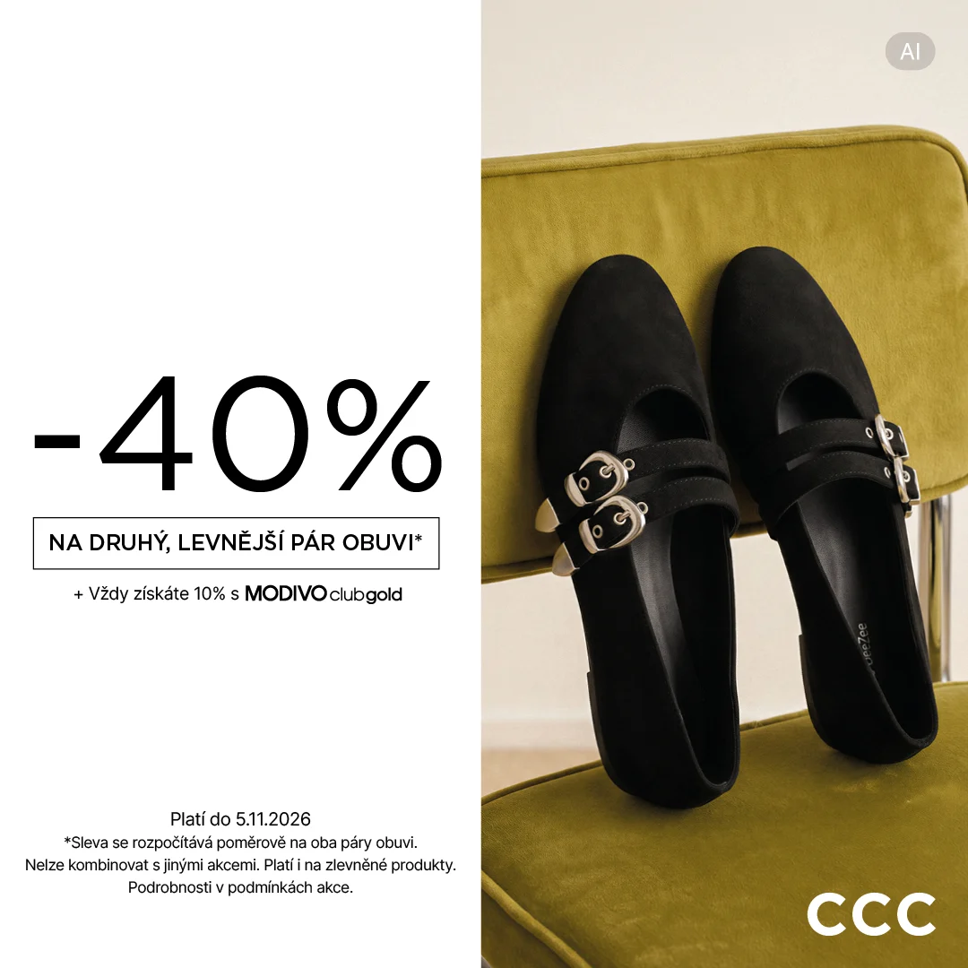 Sleva 40 % na druhy levnejsi par obuvi