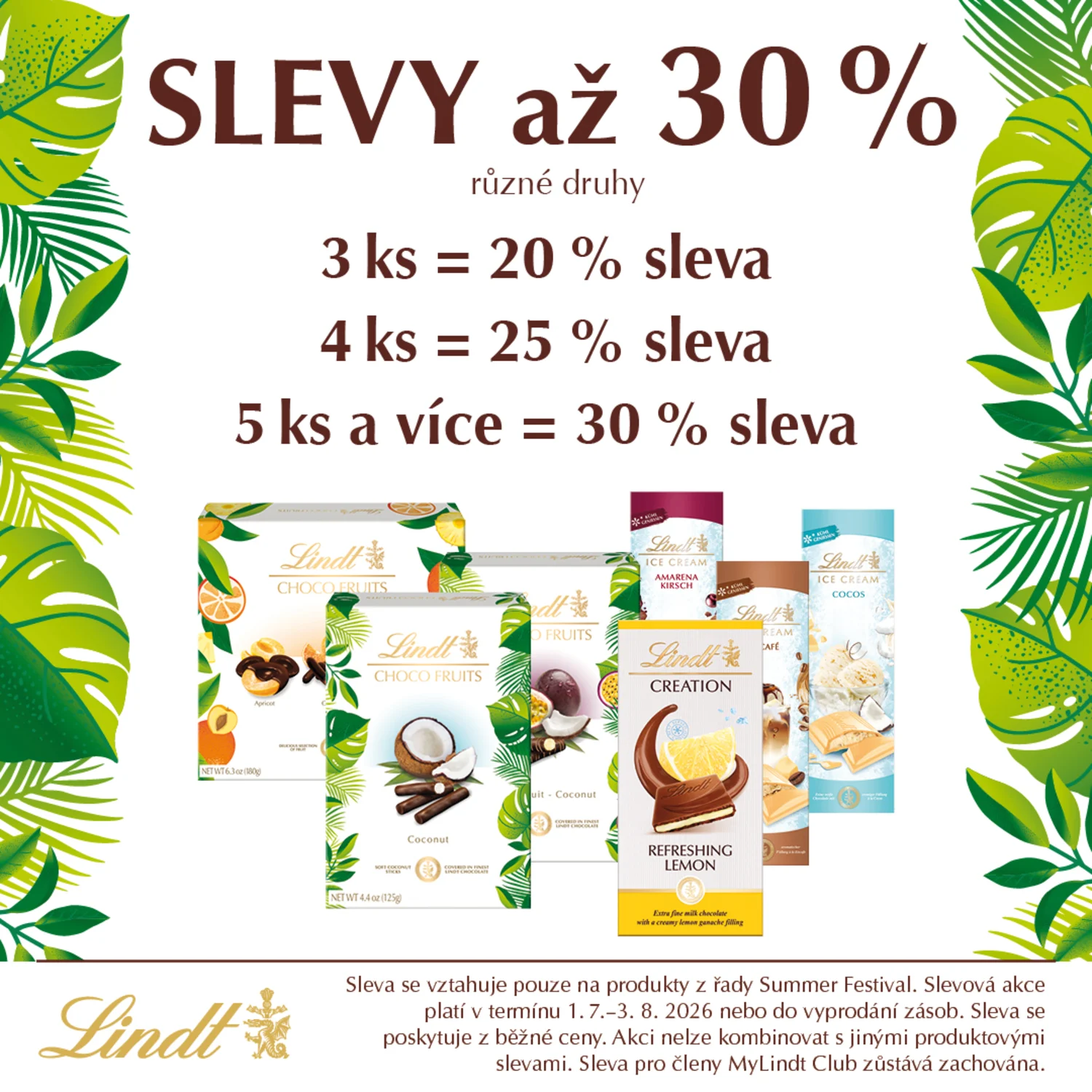 Sleva až 30 % na Lindt Summer edice