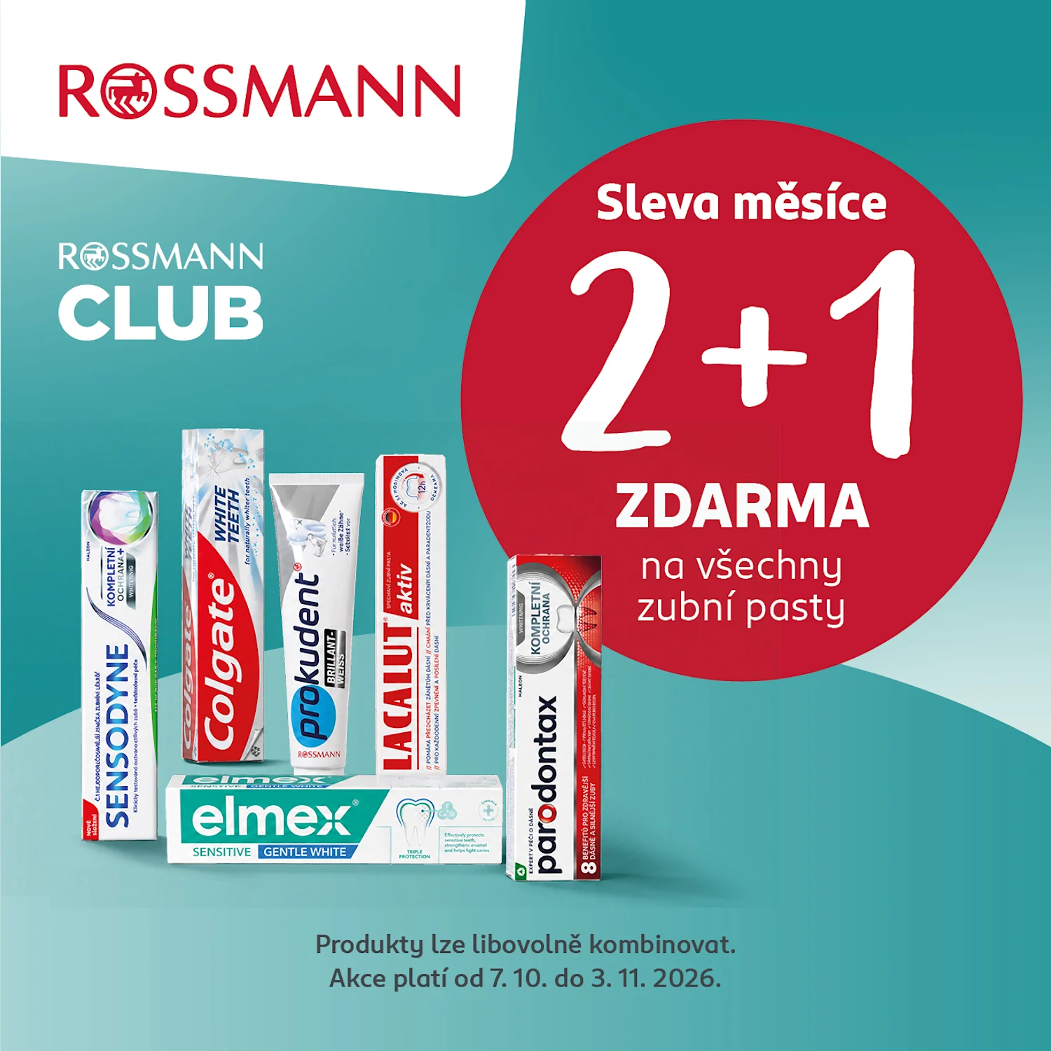 Sleva měsíce: 2+1 zdarma na zubní pasty